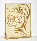 Arman, Senza titolo, 1989, inclusione di corno francese sezionato in resina con base in bronze