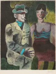 Franco Gentilini, Luisa e Ippolito sul tramway, lithograph a colori
