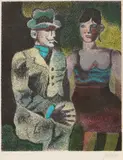 Franco Gentilini, Luisa e Ippolito sul tramway, lithograph a colori