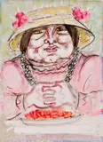 Giuseppe Migneco, Figura con cappello, mixed media on paper applicata on canvas