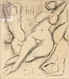 Renato Guttuso, Nudo di donna, inchiostro on pacchetto di sigarette