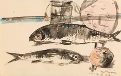 Filippo de Pisis, Pesci, 1927, watercolour on paper
