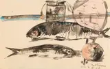 Filippo de Pisis, Pesci, 1927, watercolour on paper