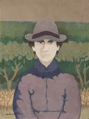 Figura con cappello by Marcello Boccacci, oil on cardboard, offered May 2026