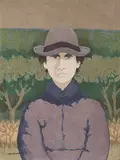Marcello Boccacci, Figura con cappello, oil on cardboard