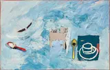 Roger Selden, Composizione, 1985, assemblaggio and mixed media on canvas