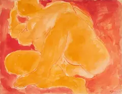 Édouard Pignon, Le nu doré, 1975, gouache on paper applicata on canvas