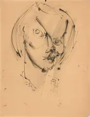 Bruno Cassinari, Due disegni, A) Volto