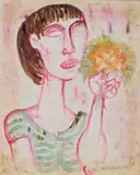 Giuseppe Migneco, Figura, mixed media on paper applicata on canvas