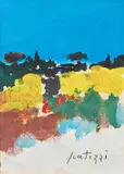 Sergio Scatizzi, Paesaggio, oil on paper