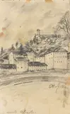 Ottone Rosai, Monte Uliveto, charcoal and pencil on paper