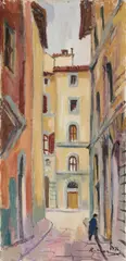 Rodolfo Marma, Vicolo dei Cerchi, 1976, oil on canvas