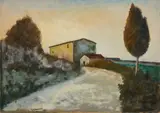 Nino Tirinnanzi, Strada in campagna, 1963, oil on faesite