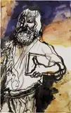 Renato Guttuso, Victor Hugo, mixed media on card