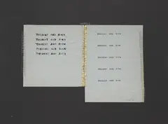 Present and Sign by Giuseppe Chiari, 1965, ink and collage on cardboard, offered May 2026