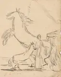 Giorgio de Chirico, Cavalli in riva al mare, pencil on paper