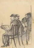Ottone Rosai, Interno di caffè, pencil on paper