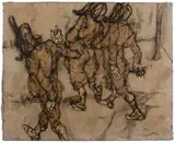 Claude Weisbuch, Parade des Polichinelles, 1960, oil on canvas