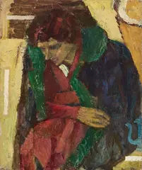 Gianni Vagnetti, Pensierosa (in verde), 1954, oil on compensato