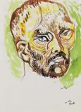 Renato Guttuso, Van Gogh, mixed media on paper applicata on panel
