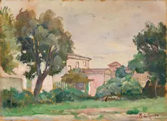 Raffaele De Grada, Il leccio, oil on compensato
