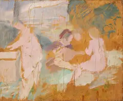 Pio Semeghini, Bagnanti, oil on compensato