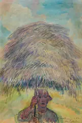 Contadino by Quinto Martini, 1975, mixed media on paper, offered Apr 2026
