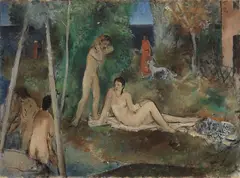 Ugo Capocchini, Bagnanti, oil on canvas