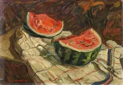 Cocomero by Vittorio Nomellini, oil on cardboard pressato, offered Apr 2026