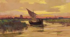 Renato Natali, Calambrone, oil on compensato