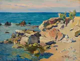 Cafiero Filippelli, Scogliera, 1950, oil on compensato