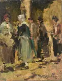 Ferruccio Rontini, Donne al mercato, 1959, oil on canvas