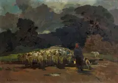Pastorale by Renato Natali, oil on faesite, offered Apr 2026