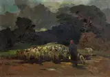 Renato Natali, Pastorale, oil on faesite