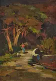 Renato Natali, Ritorno dal bosco, oil on faesite