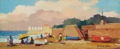 Renato Natali, Porticciolo all'Ardenza, oil on compensato