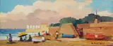 Renato Natali, Porticciolo all'Ardenza, oil on compensato