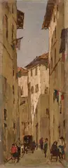 Vicolo by Giovanni Lomi, oil on compensato, offered Apr 2026