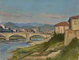 Giovanni March, Firenze, Ponte alla Carraia, oil on canvas