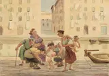 Lando Landozzi, Primi passi, watercolour on paper applicata on compensato