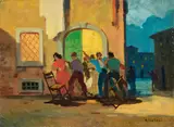 Renato Natali, Baruffa, oil on panel