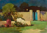 Renato Natali, Vecchio giardino, oil on compensato
