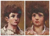 Corrado Michelozzi, «Ritratto di fanciullo» e «Ritratto di fanciulla», oil on tavoletta