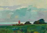 Renato Natali, Gregge di pecore, oil on panel