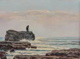 Gino Romiti, Il pescatore, oil on faesite