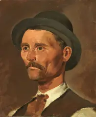 Mario Puccini, Testa di contadino, oil on cardboard
