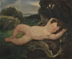 Armando Spadini, Amorino dormiente, oil on canvas