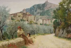 Filadelfo Simi, La sosta, oil on tavoletta