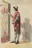 Arturo Faldi, Il pittore, watercolour on paper