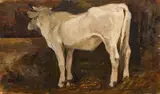 Giovanni Fattori, Vacca bianca nella stalla, oil on panel